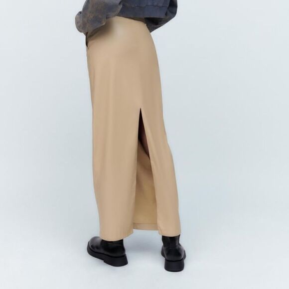 Zara Midi Faux Leather Skirt New - Picture 4 of 9